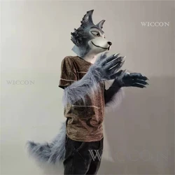 Anime Legoshi Beastars Cosplay Wolf Mask Cosplay Animal Latex Masks Halloween Masquerade Party Costume Gloves Tail Props