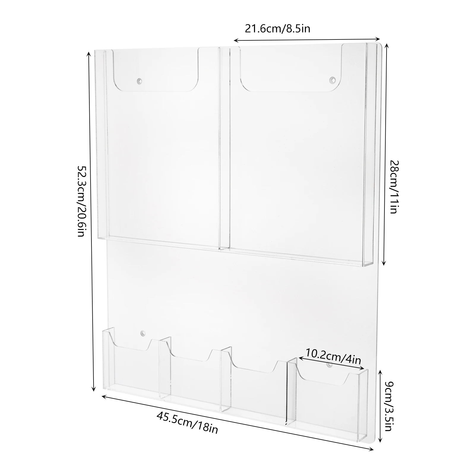 Transparent Acrylic 52 * 46 * 3cm Brochure Rack Six Wall-mounted Document Display Rack Acrylic Magazine Storage Rack
