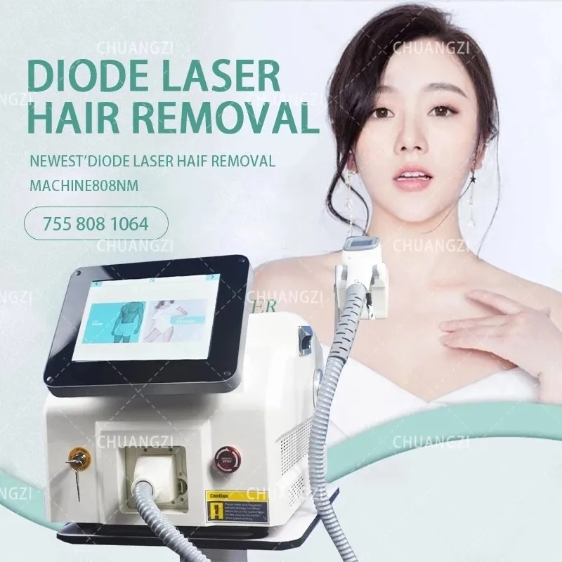 

Professional Permanent 3-wavelength 755 808 1064nm Diode Laser Body Hair Removal Machine with LCD Display Cooling Head