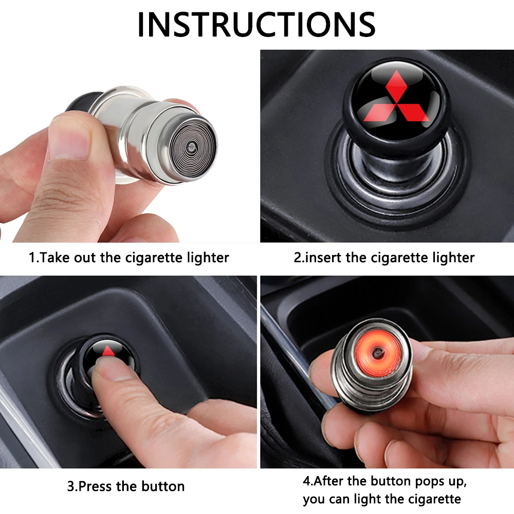 12V Metal Car Windproof Portable Flameless Cigarette Lighters For Mitsubishi Ralliart Galant Lancer EX Outlander ASX Competition