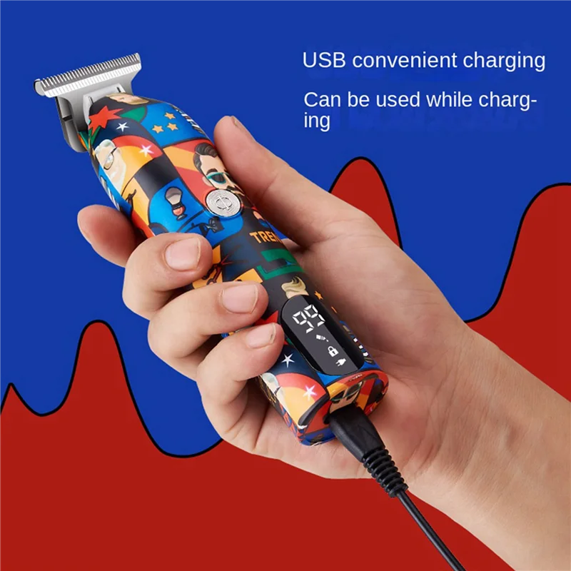 FZFZ 4X Tagliacapelli da barbiere Ricaricabile Graffiti Finitura elettrica Tagliatrice Barba Trimmer Rasoio