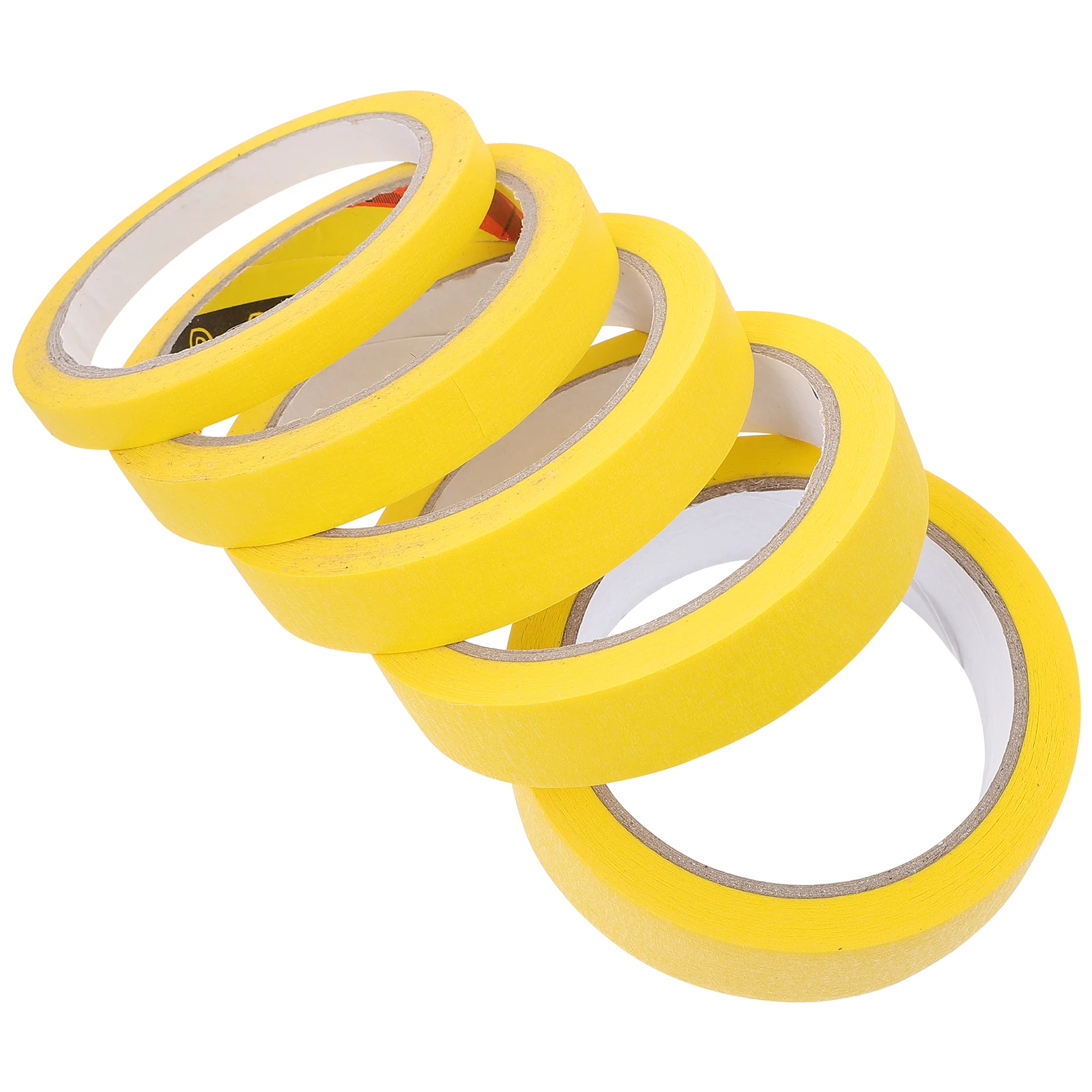 

5pcs Yellow Masking Tape 10mmx20m 15mmx20m 18mmx20m 20mmx20m 25mmx20m for Car Painting Durable Crepe Paper