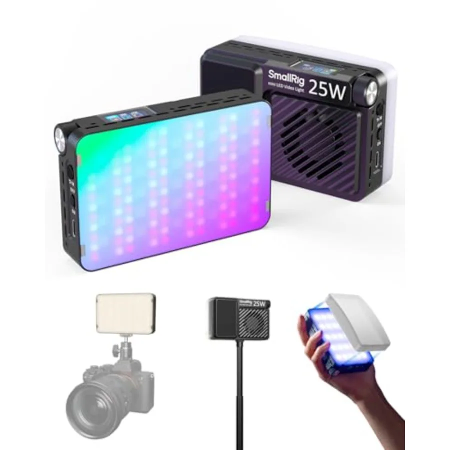 

RM 25C Mini LED RGB Video Light 3100mAh Battery HD LCD Display 25W Portable Camera Light Gifts for Photographers Content Creato
