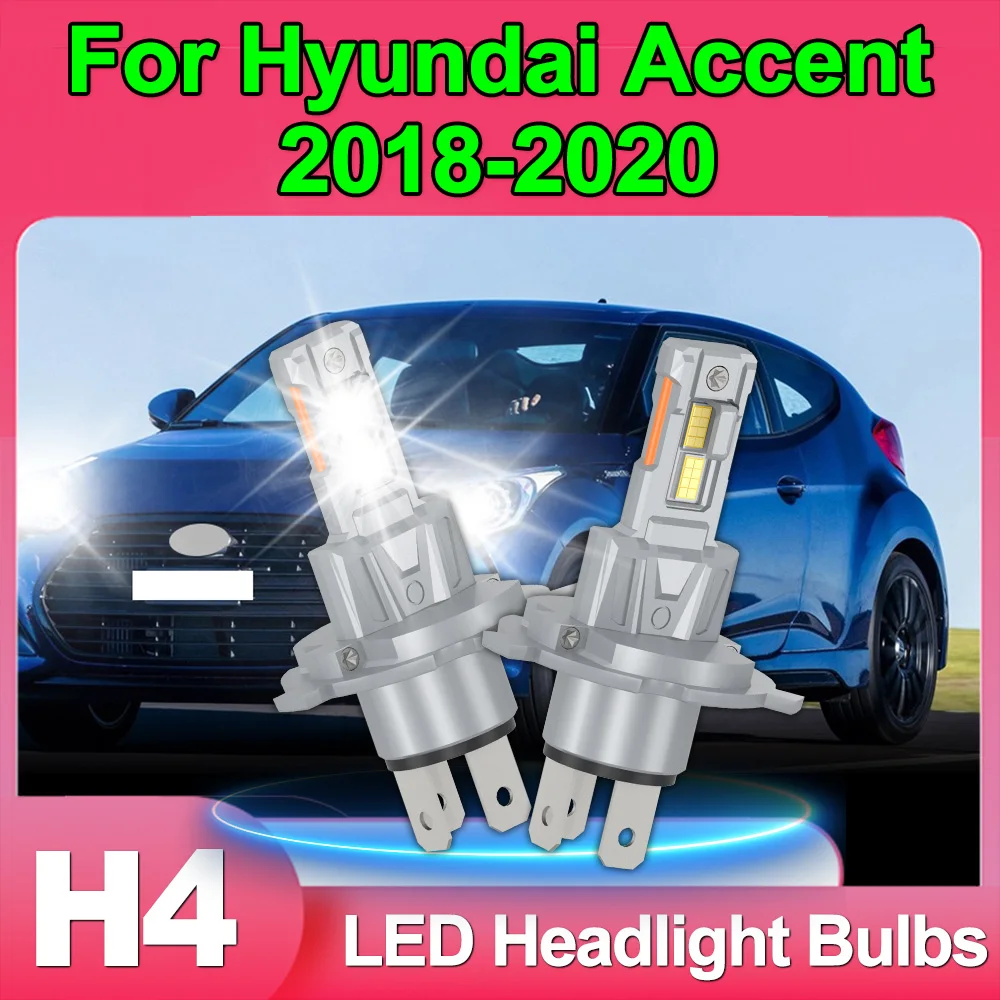 

Для Hyundai Accent 2018-2020 2 шт. H4 9003 автомобильные лампы для фар 6000K белые безвентиляторные лампы In Line 9003 HB2 Plug & Play