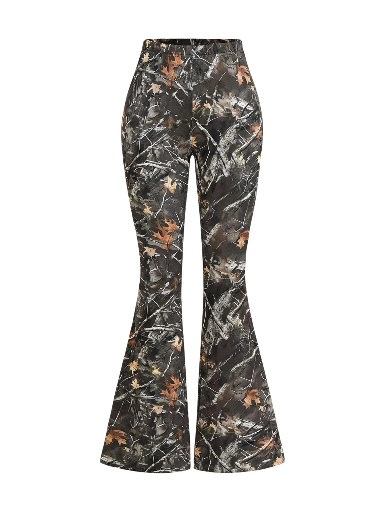 女性用の万能なハイウエスト、スリムで流れるようなカジュアルパンツ、ややフレアなデザインで、体型を美しく見せるフィット感の良いパンツです。