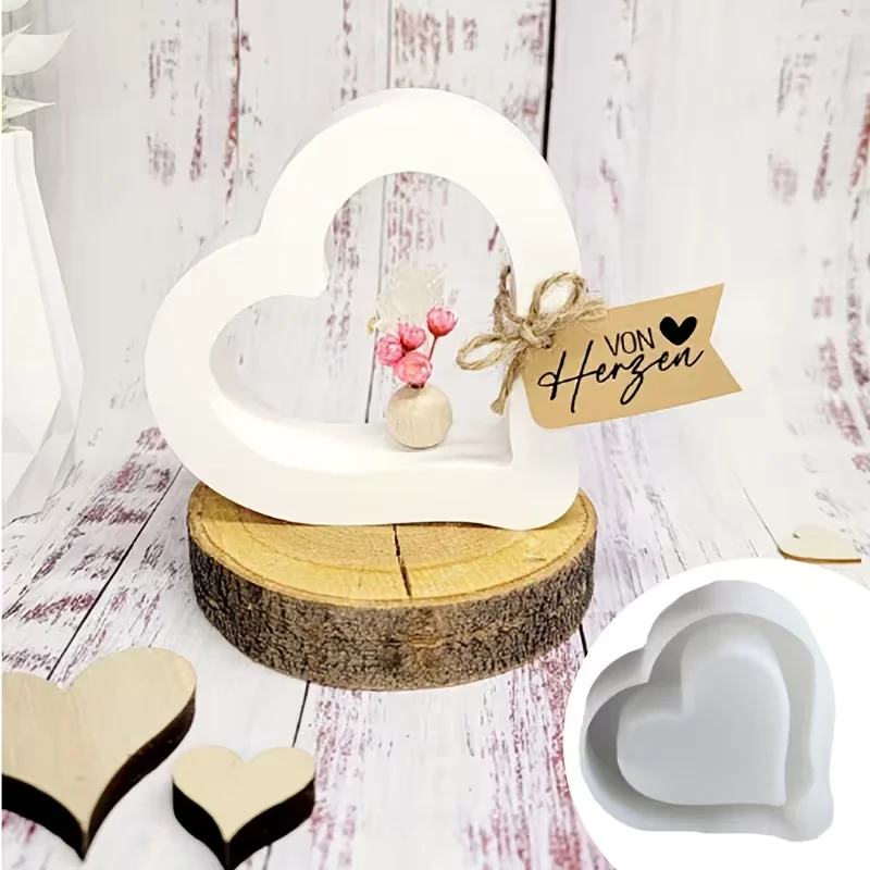 

Силиконовая форма в форме сердца, гипсовый бетон, полый орнамент в форме сердца, силиконовая форма для литья