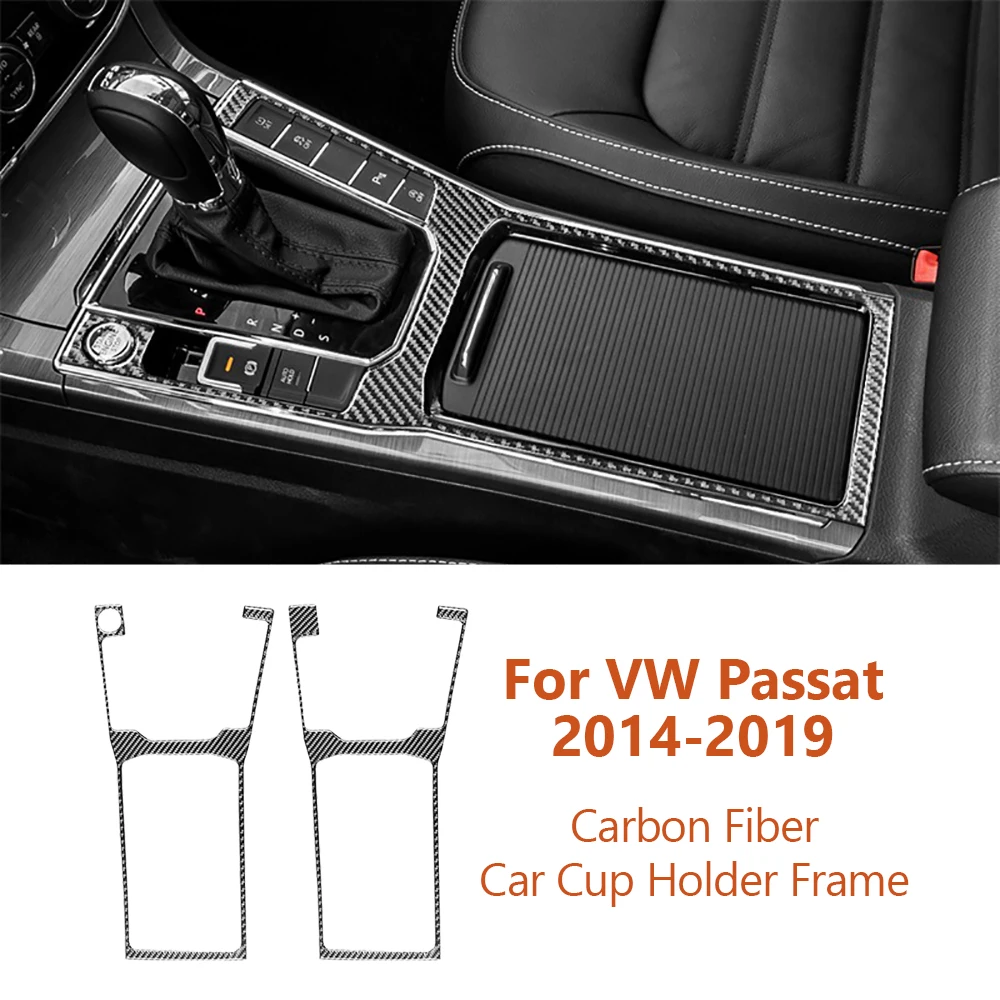 For Volkswagen VW Passat 2014-2019 Styling Carbon Fiber Car Water Cup Holder Frame Decorative Stickers Auto Interior Accesorios