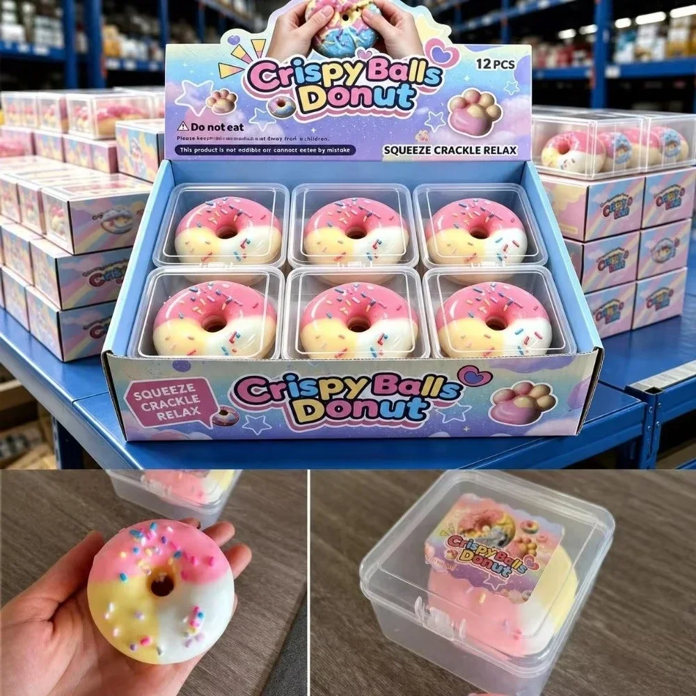 Minz-Schokoladen-Knusper-Wachsball, Quetschbar, Donut-Knirsch-Sound, Formveränderbar, Handgefertigtes Stressabbau-Fidget mit Aufbewahrungsbox als Geschenk – Detail 8