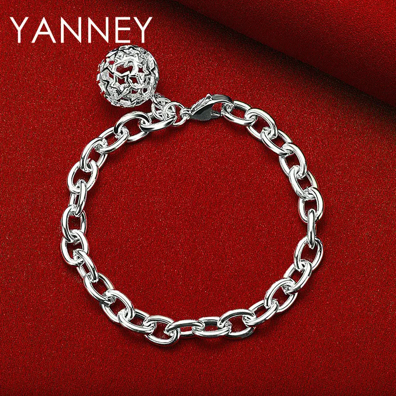 

2024 New 925 Sterling Silver 8 Inches Fine Ball Bracelet For Women Men Fashion Charm Wedding Gifts Party Jewelry