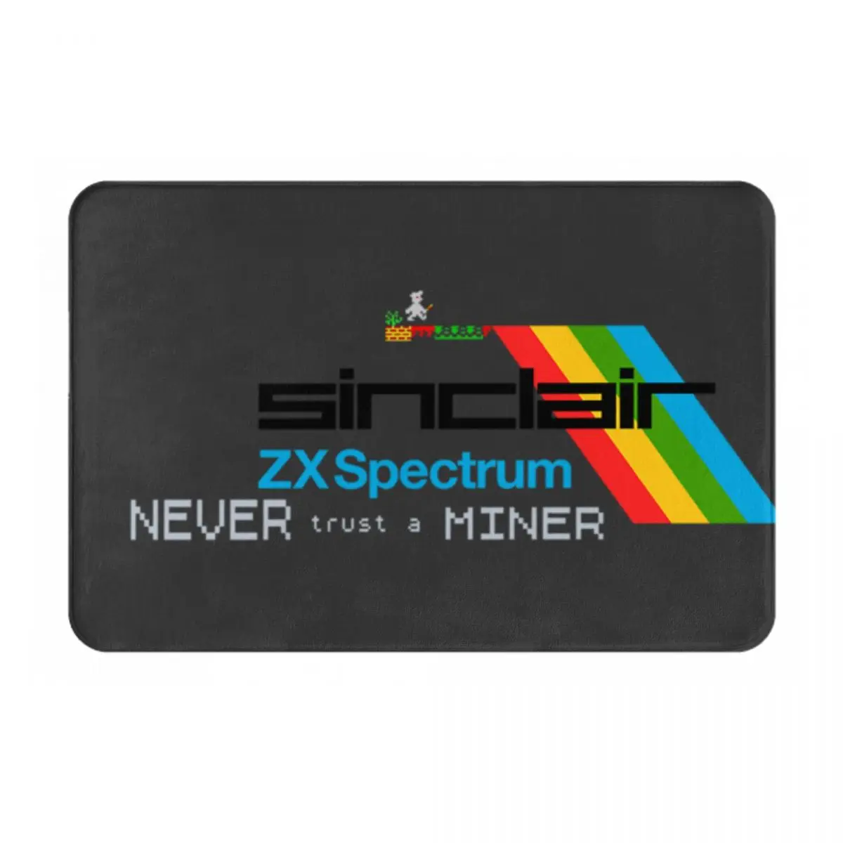 ZXSpectrum-Never Trust A Miner Floor Mat Side Gate Entrance Square Doormat Foldable Portable Entry Mat