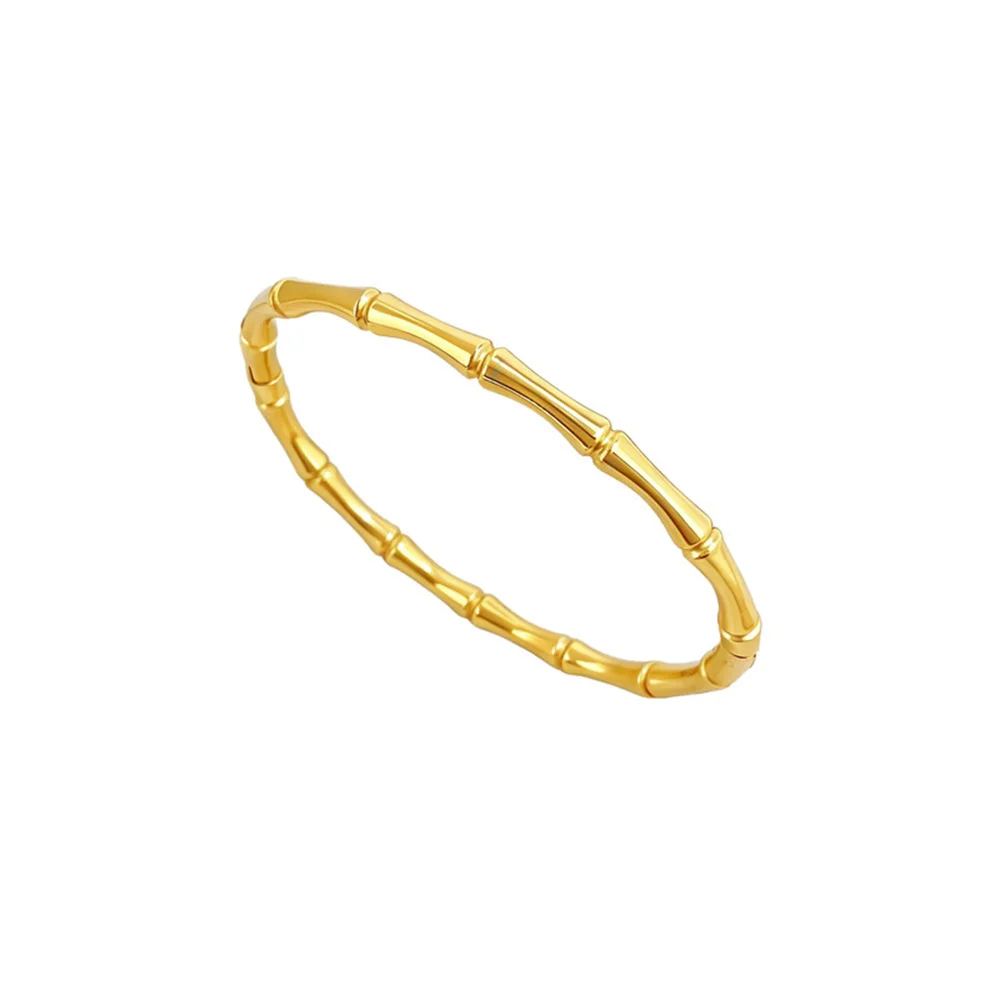 Edelstahl-Armband mit minimalistischem Bambusknoten und glatter Oberfläche für Frauen mit einem hochwertigen Eindruck, vielseitiges Geschenk für den täglichen Gebrauch. – Detail 7