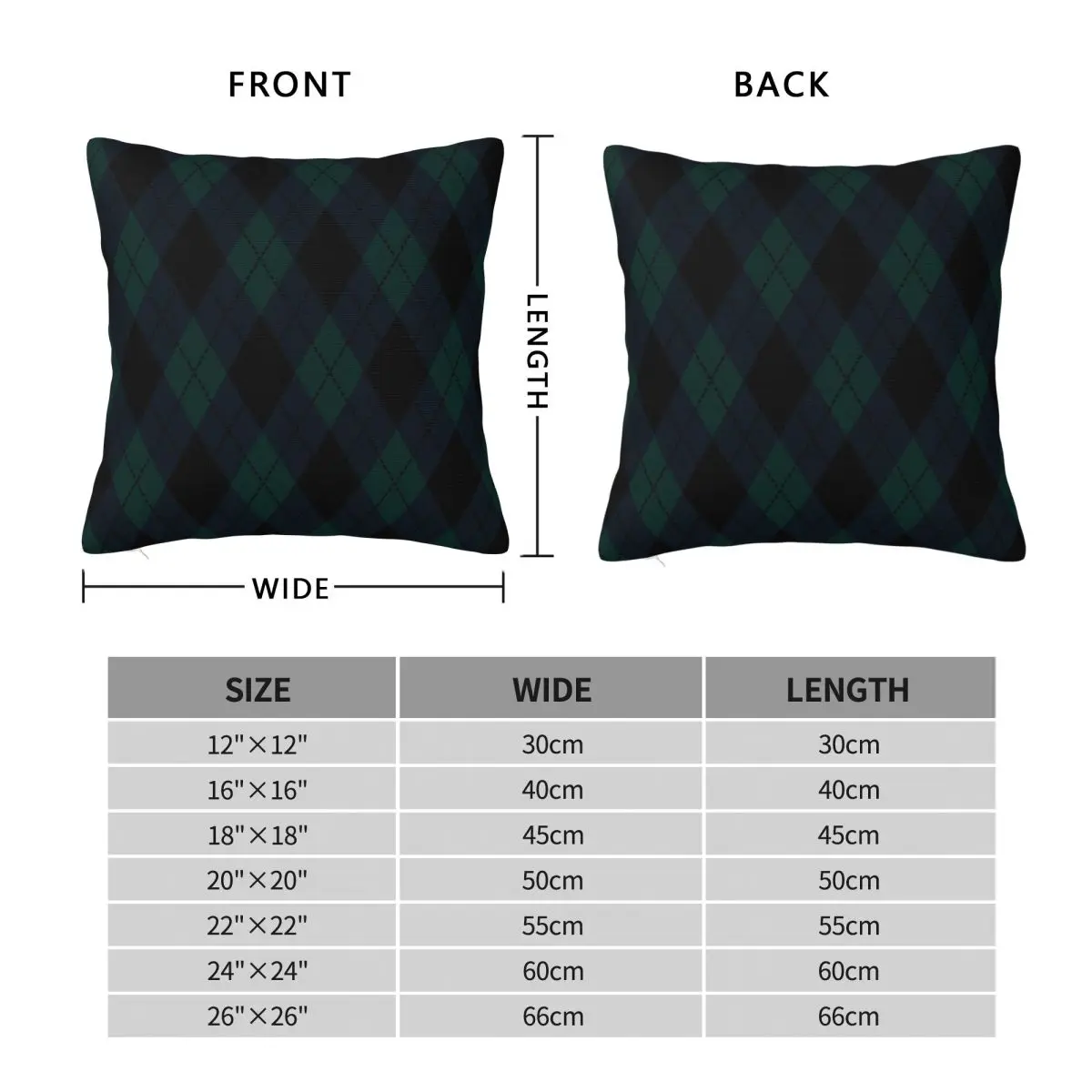 Black Watch Tartan Check Square Pillowcase Polyester Linen Velvet Creative Zip Decorative Throw Pillow Sofa Seater Cushion Cover