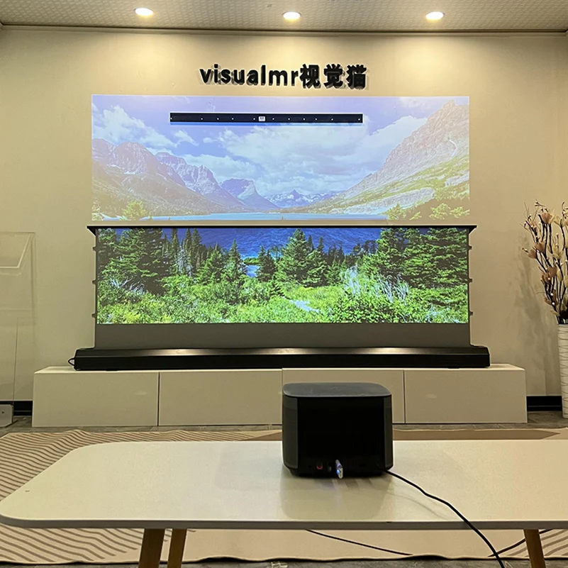 Newly Electric Floor Rising ALR Black Diamond Projection Screen 72-120inch 3D/4K Ambient Light Rejecting for Normal Projector