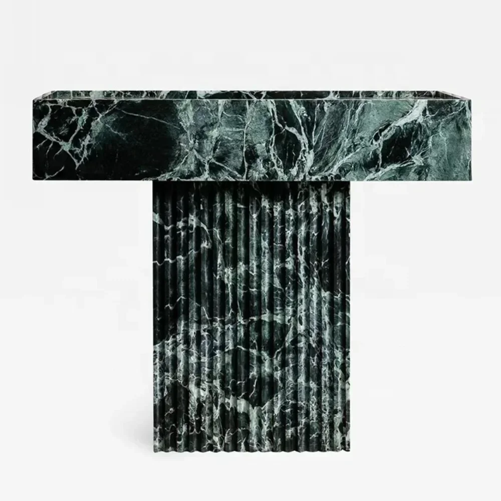 Wholesale Price Bespoke Marble Bathroom Vanity Modern Green Stone Freestanding Pedestal T Design Modern Sink HOT SALES