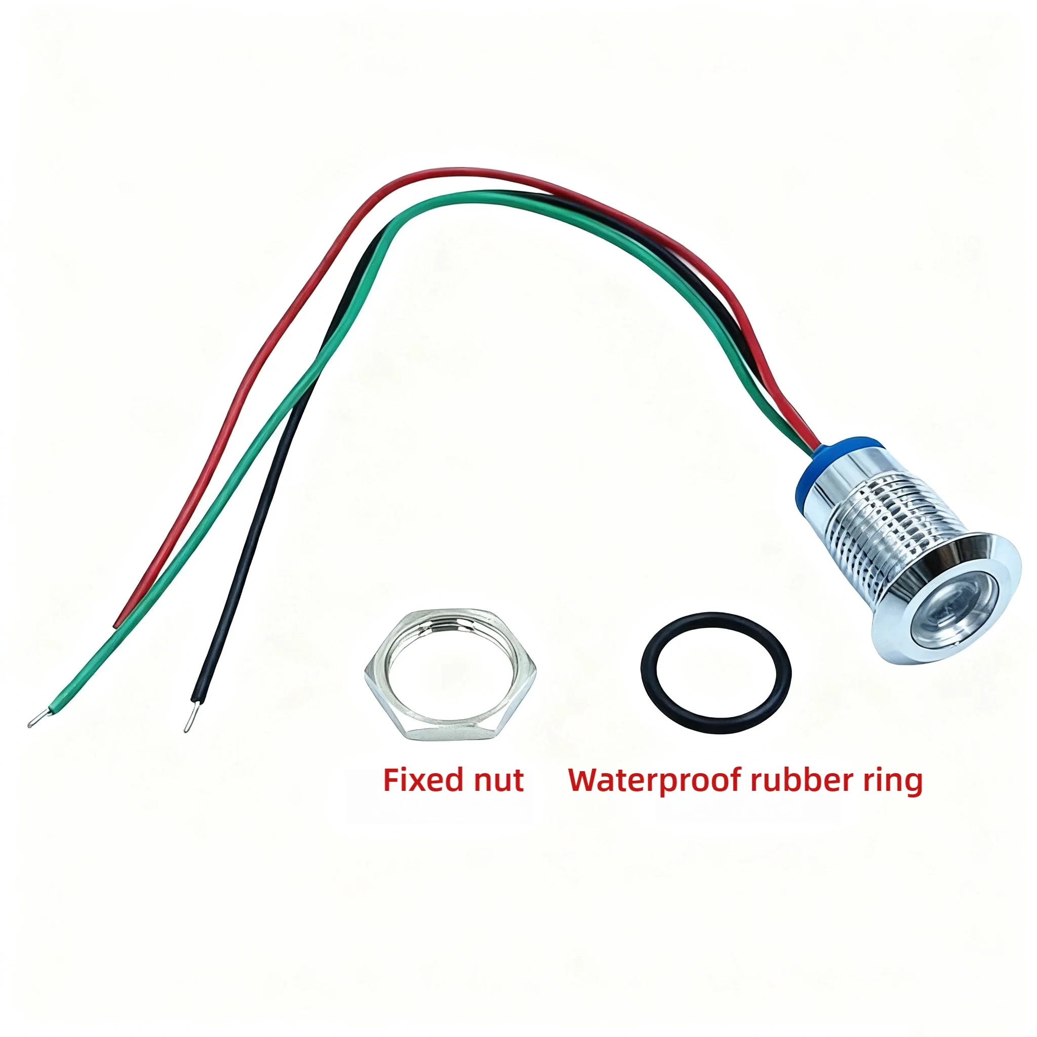 Dual-Color Light With 8MM Metal LED Waterproof Indicator Light, Flat Head, Red And Green,Positive/Negative 3612V, 220V