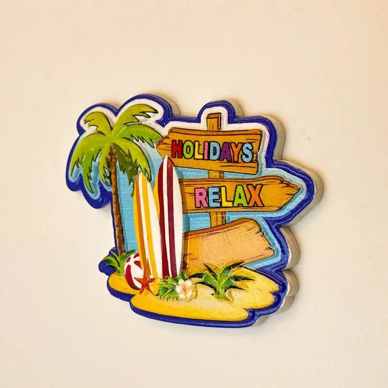 Bali Island Travel Souvenir Hawaii Refrigerator Magnet Seaside Vacation Style Decoration Resin 3D Magnetic