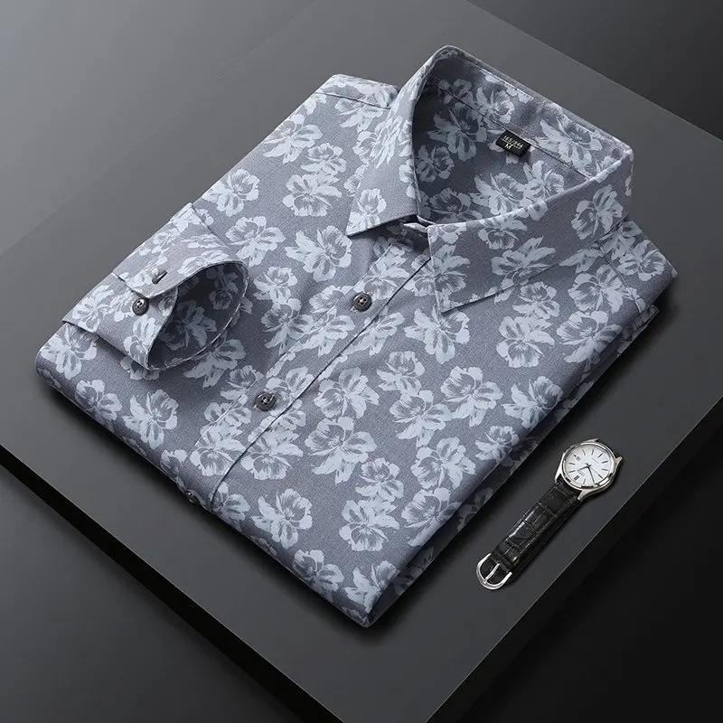 Men's long sleeve shirt casual fashionable and soft 3D pattern print 2026 summer men digital printing High Quality male T-shirt