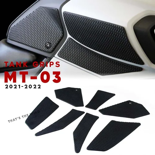 Imagen 1 del producto Almohadillas de tanque de piel de serpiente para Yamaha MT03 MT-03 MT25 2020 2021, agarres, pegatinas protectoras, almohadilla de tracción de combustible lateral de rodilla