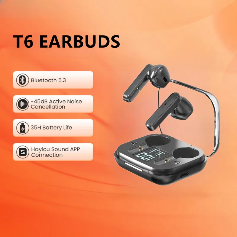 NEW T6 Wireless Earphones Bluetooth TWS LED Dislpaly Binaural Headset Waterproof HD Calling CVC 8.0 Noise Reduction Headphones