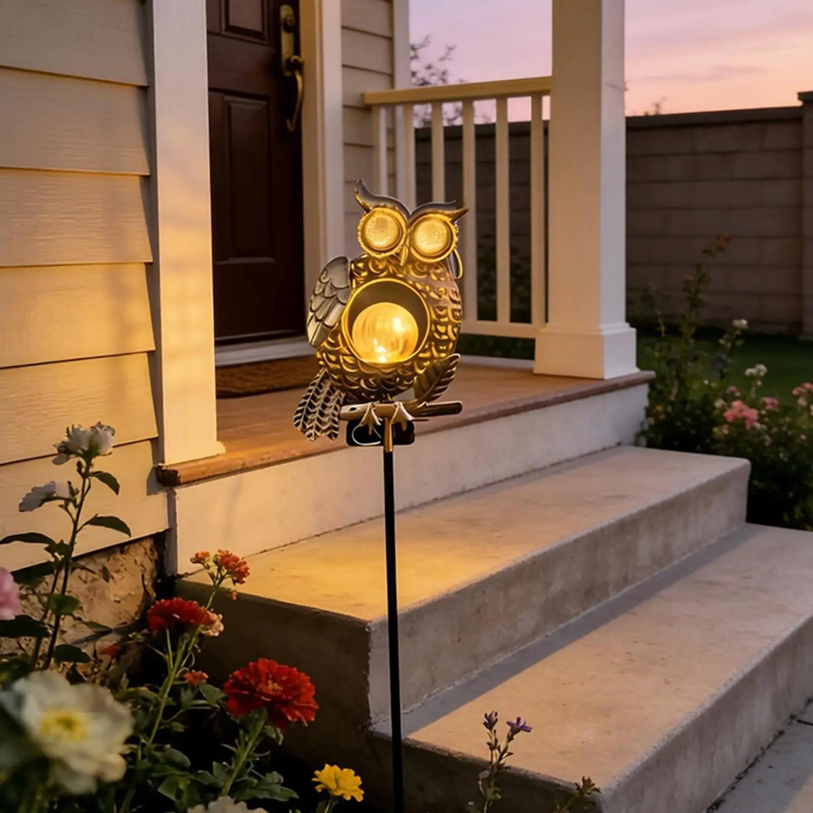 Solar Owl Lights Outdoor Waterproof IP65 Waterproof Metal Blinking Yard Art Bird Yard Stakes Patio Decor For Lawn Pathway Porch