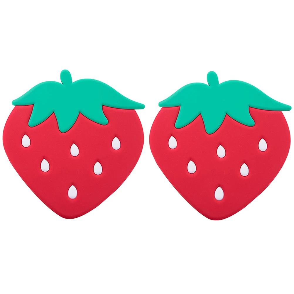 

2Pcs Heat Resistant Silicone Pad Red Strawberry Table Mat Pot Holder Cushion for Home Protection Placemat