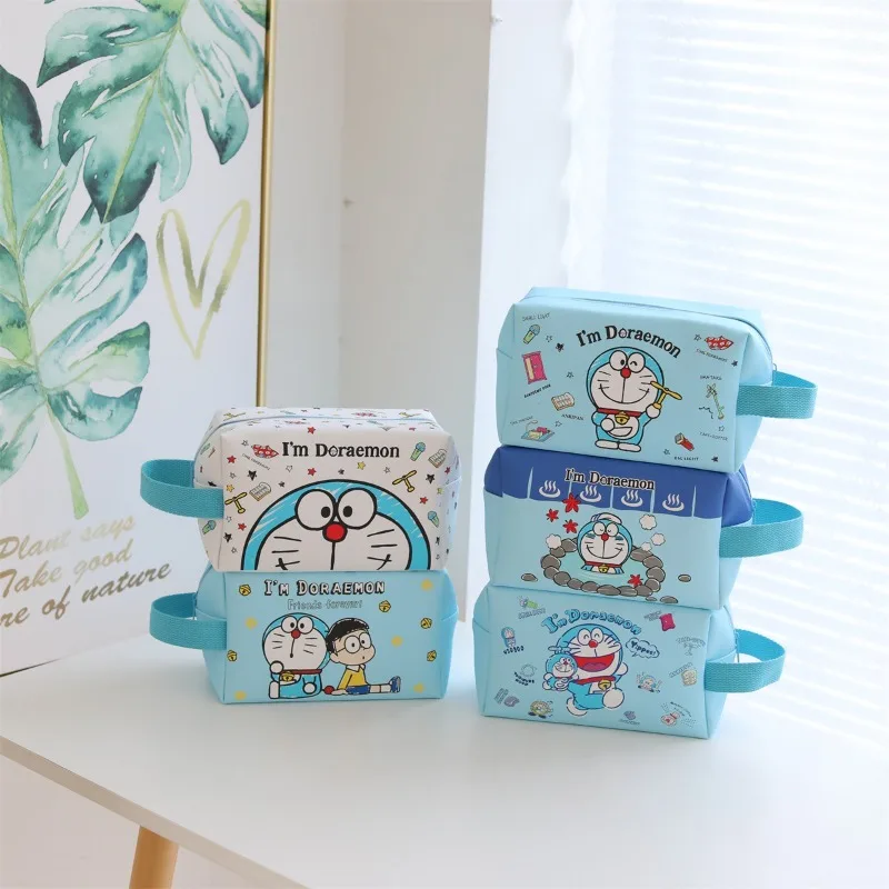 Doraemon dos desenhos animados portátil saco de cosméticos anime viagem portátil zíper saco de armazenamento de maquiagem feminino à prova dwaterproof água sacos de higiene pessoal organizador