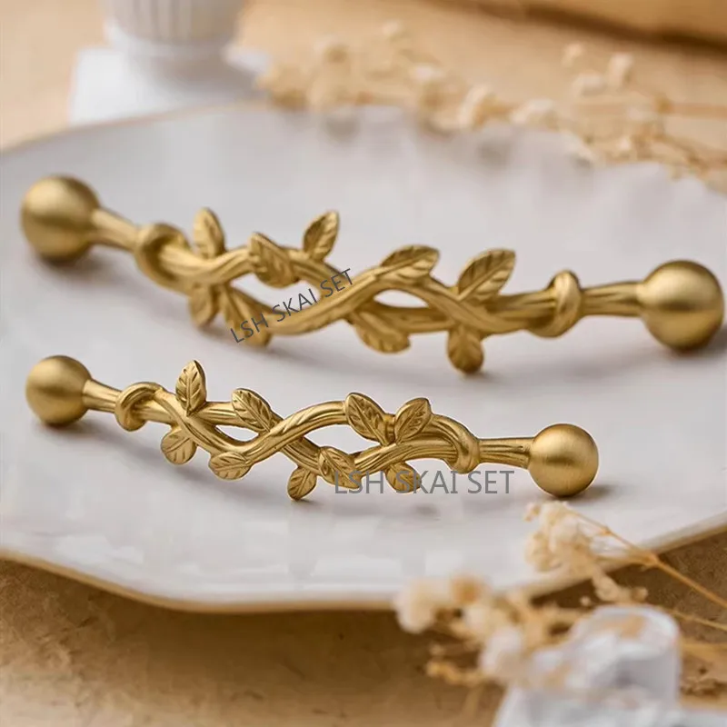 1PC Exquisite Brass Cabinet Door Handles Creative Wardrobe Cabinet Drawer Knobs Furniture Hardware Kitchen Drawer Handles