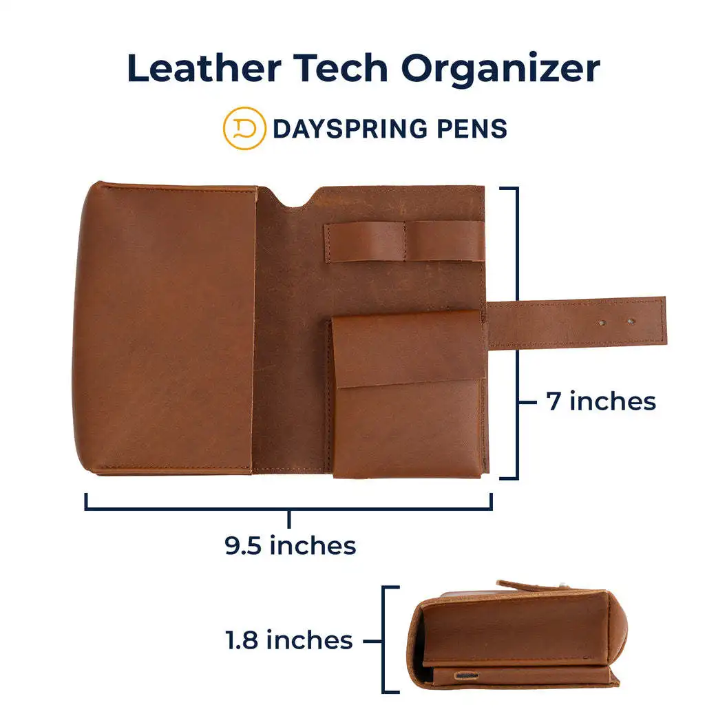 1개 PU 가죽 다중 수납 정리함-휴대용 기술 학교 액세서리 케이스 케이블, 충전기, 펜용-내구성 있는 여행용 보관함