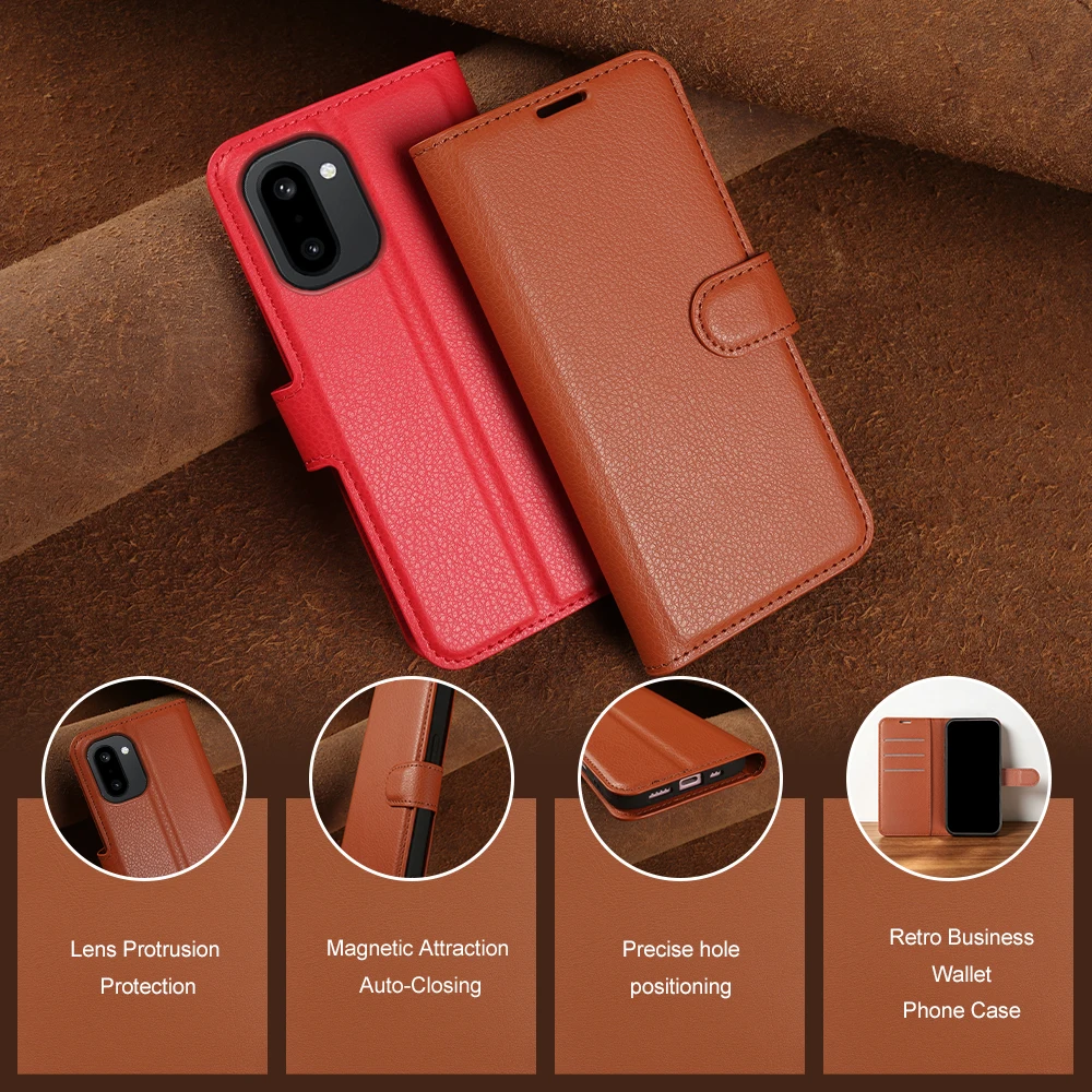 Lychee Texture Leather Flip Case For OnePlus 15R 15 13T 13S 13 12 11 10 Pro Ace6T Ace 6 6T Ace5 Pro Nord CE 5 Phone Case Cover