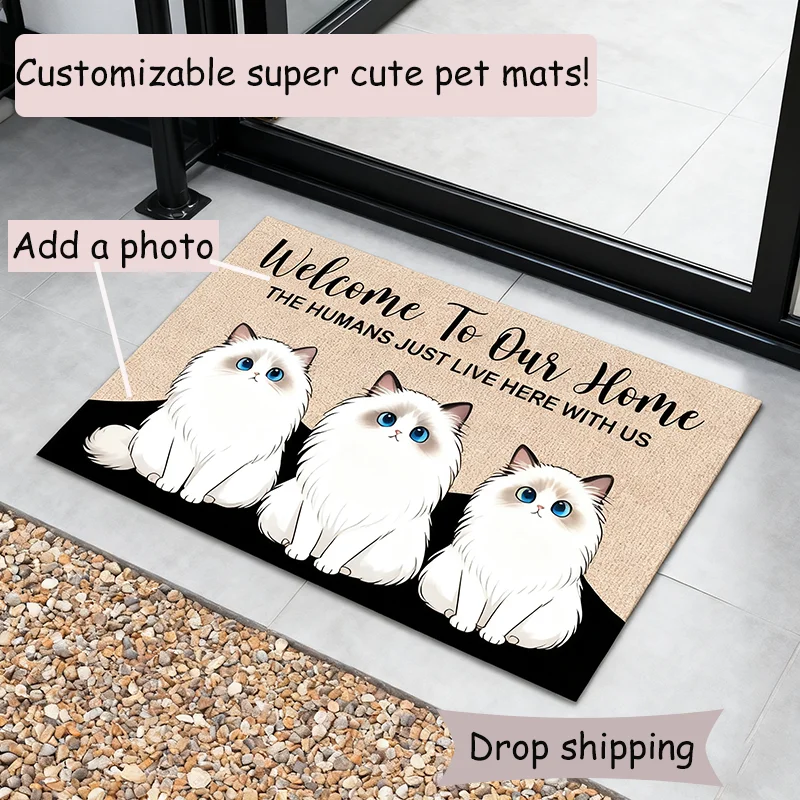 

Personalized Outdoor Waterproof Non Slip Doormat with Pet Photo and Name High Quality Imitation Coir Linen Material Perfect Home