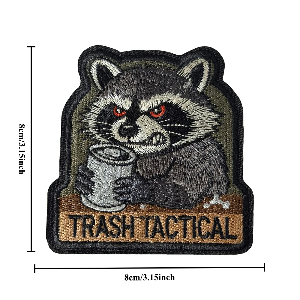Funny Morale Tactical Patch Raccoon Embroidered Badge Hook & Loop Pin Up Meme Emblem for Military Backpack Cap