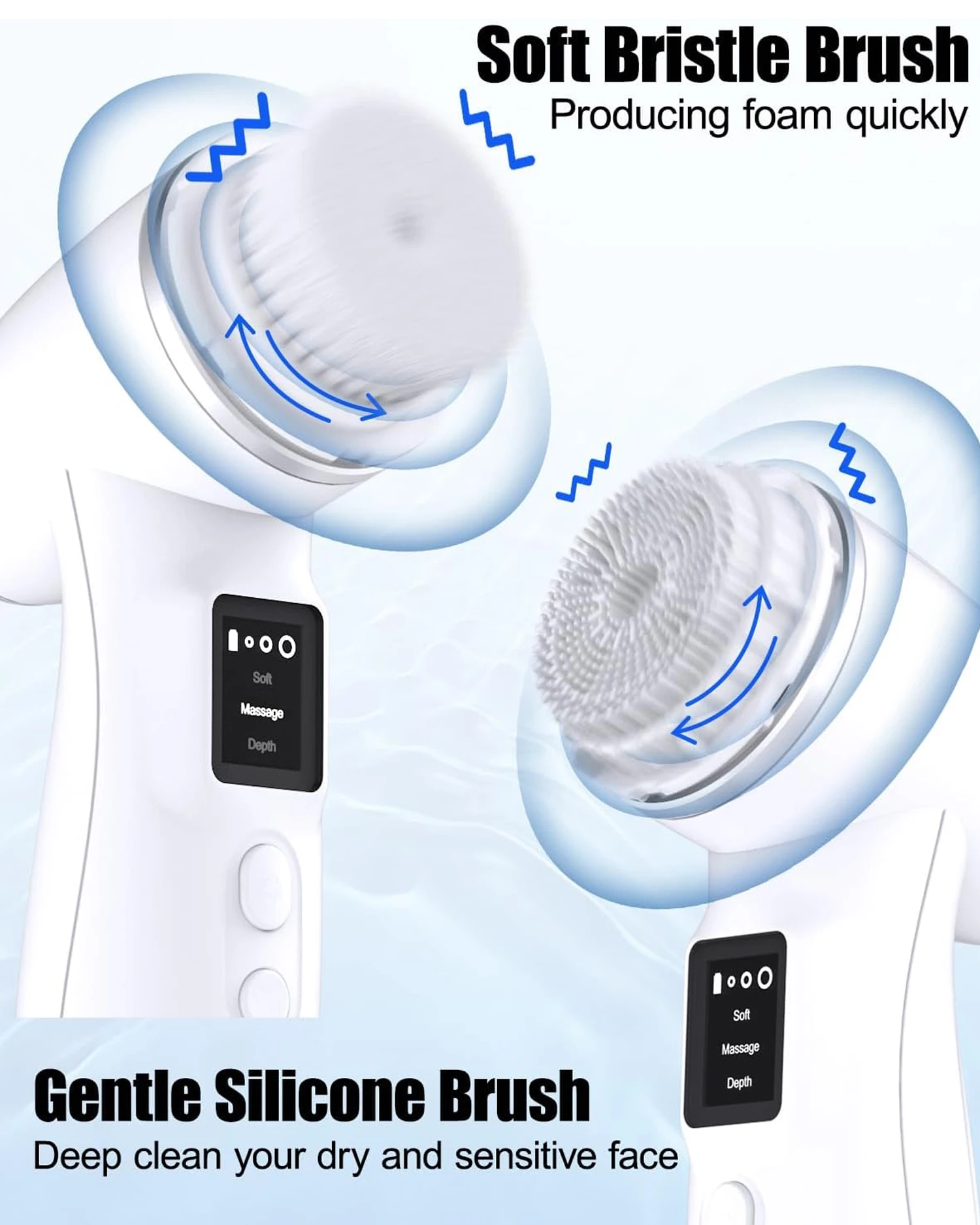 Smart Foaming Facial Cleansing Face Spin Brush Cleanser Face Scrubber Electric Facial Massager For Deep Cleansing & Exfoliating