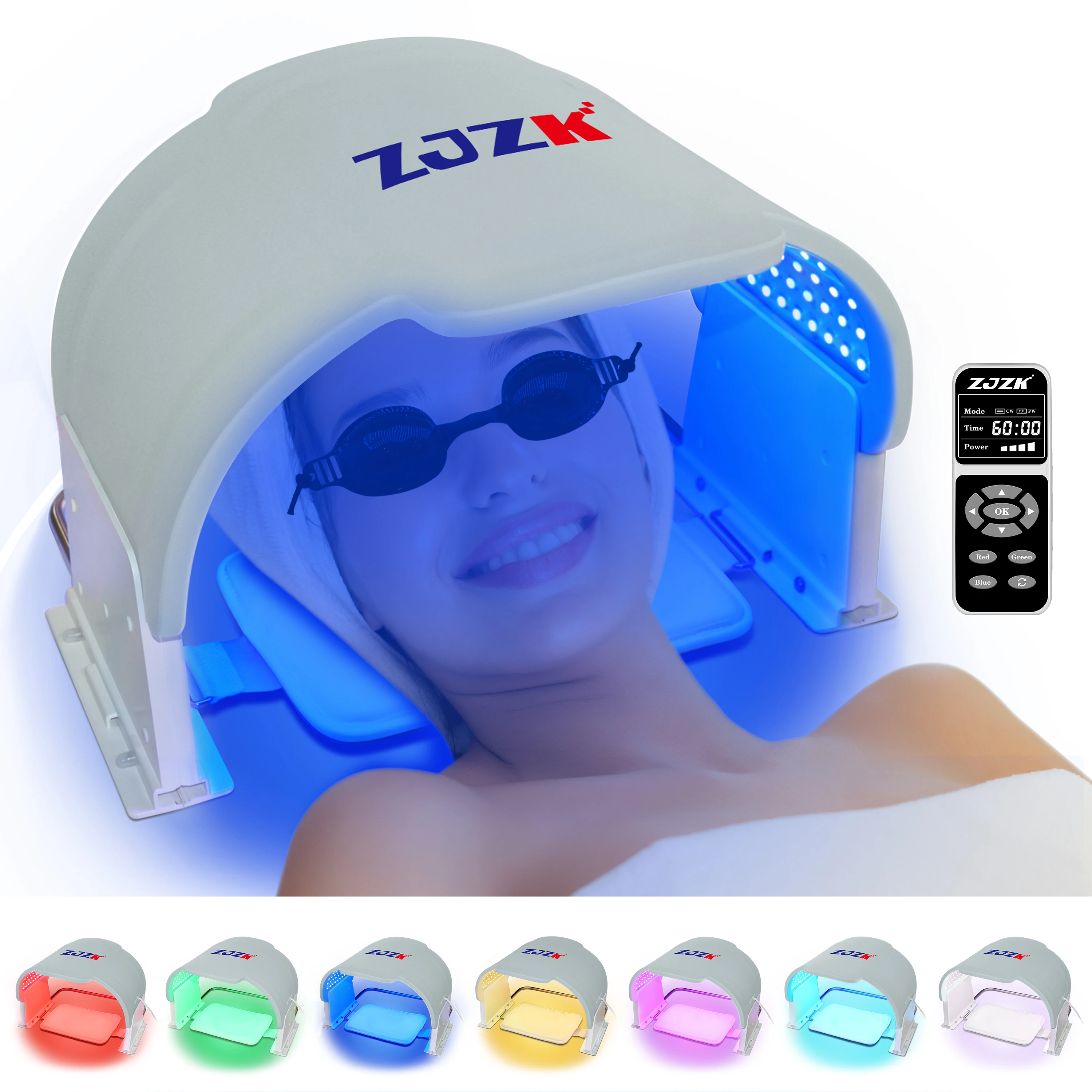 

ZJZK 990 Chips Led Face Mask 7 Colors Phototherapy Facial Led Lamp 660nm 850nm 940nm Red Light Therapy For Nose Fine Lines