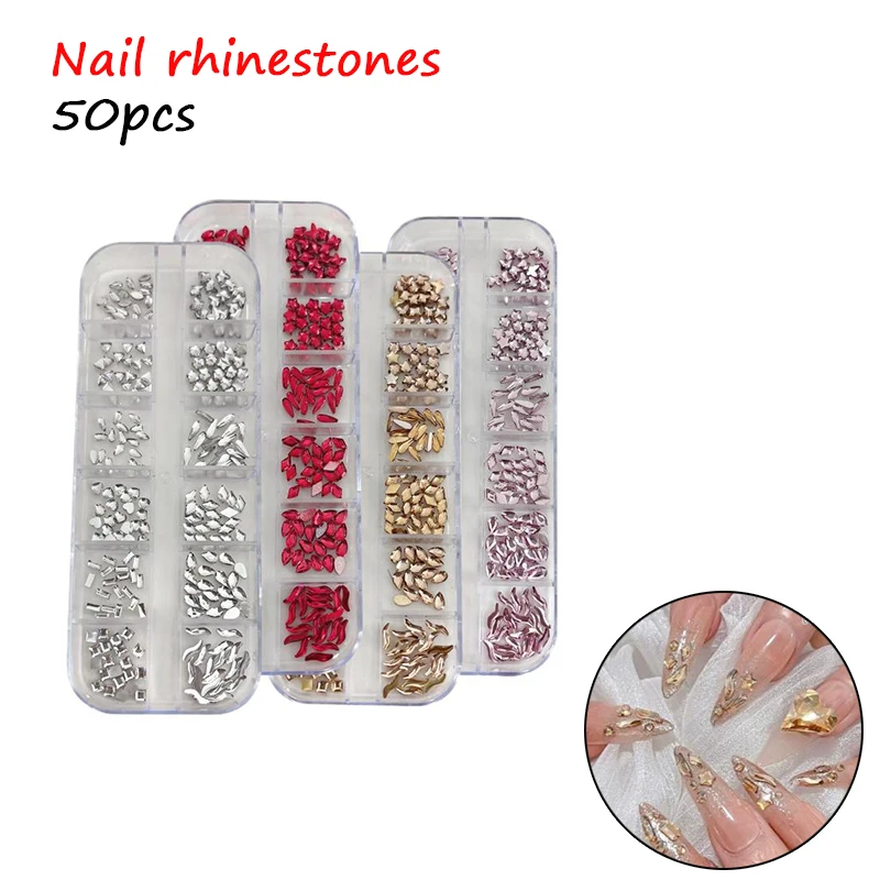 อุปกรณ์ตกแต่งเล็บ 12 ช่อง ประดับเล็บด้วยเพชรรูปทรงต่างๆ แบบแบน