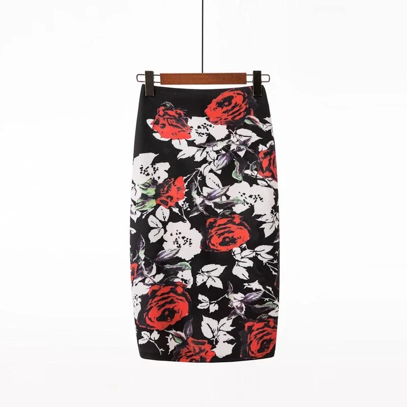 

Fashion wrap hip skirt printed skirt midskirt 2024 summer new one-step skirt slimming age