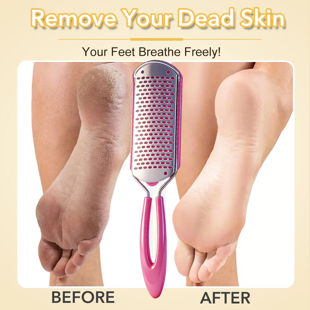 2/4 قطعة الفولاذ المقاوم للصدأ ملف القدم الاغتصاب الكالس بيليه مزيل الصلب الجلد الميت الحاويات الغسيل لإزالة كعب باديكير سبا أداة #3