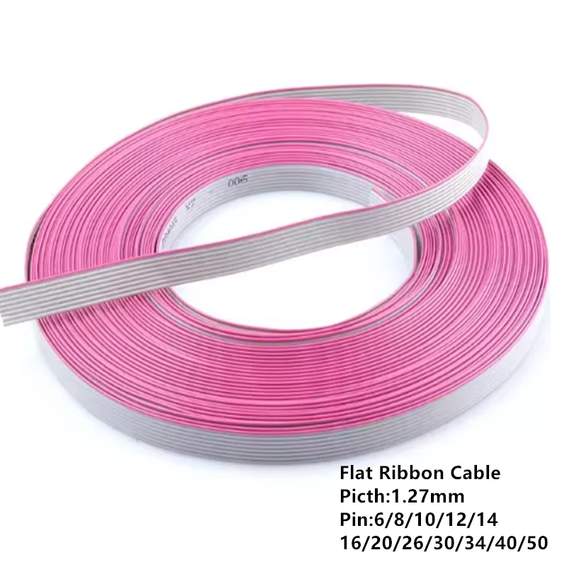 1/2/3Meter 6P/10P/12P/14P/16P/20P/40P 1.27mm PITCH Grey Flat Ribbon Cable 8/50/60 Pin 28AWG WIRE for IDC FC 2.54MM Connector