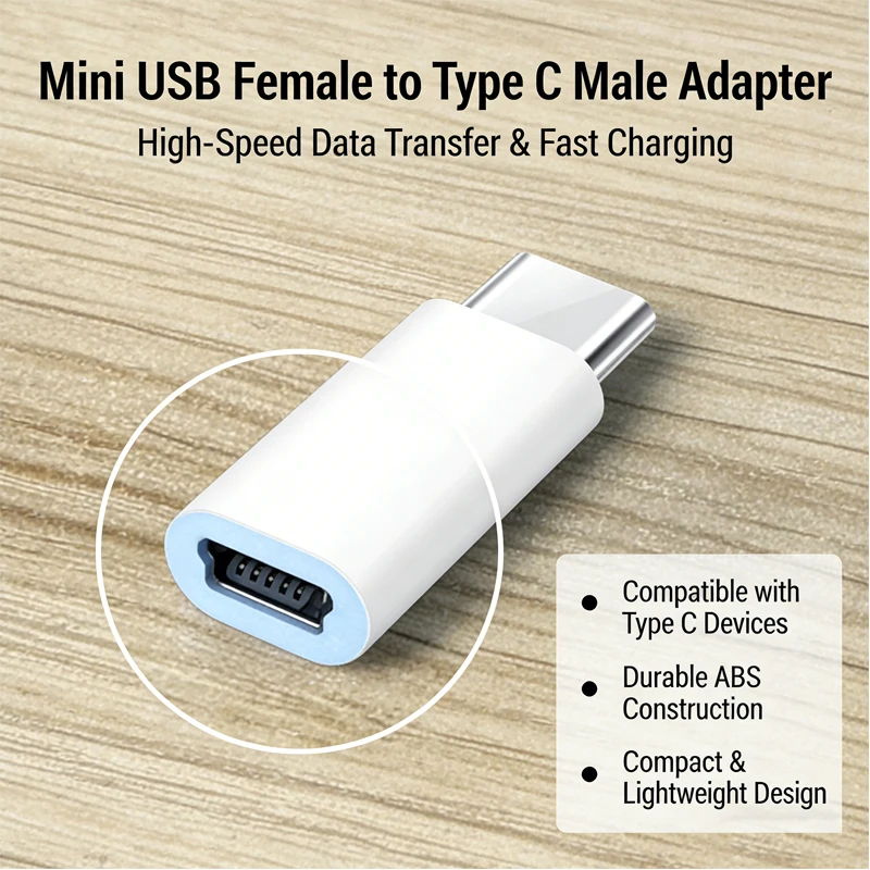 Universal Smartphone Tablet Adapter Mini USB Female to Type C Male Adapter Support Charging Data Transfer Converter 1pc 40JB