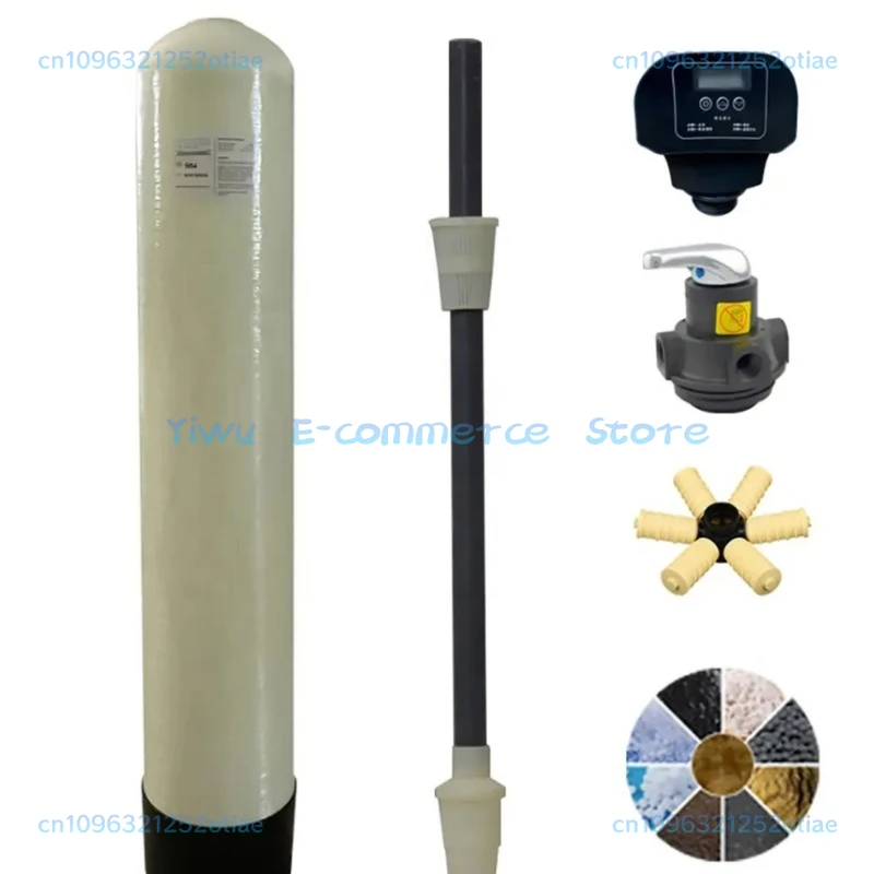 

Complete backwash filter media and softener FRP tanks with automatic control valve water dispenser for water treatment plants