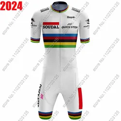 2024 Soudal Quick Step Team Cycling Skinsuit Bodysuit World Champion Cycling Jerseys Set Race Clothing Jumpsuit MTB Maillot