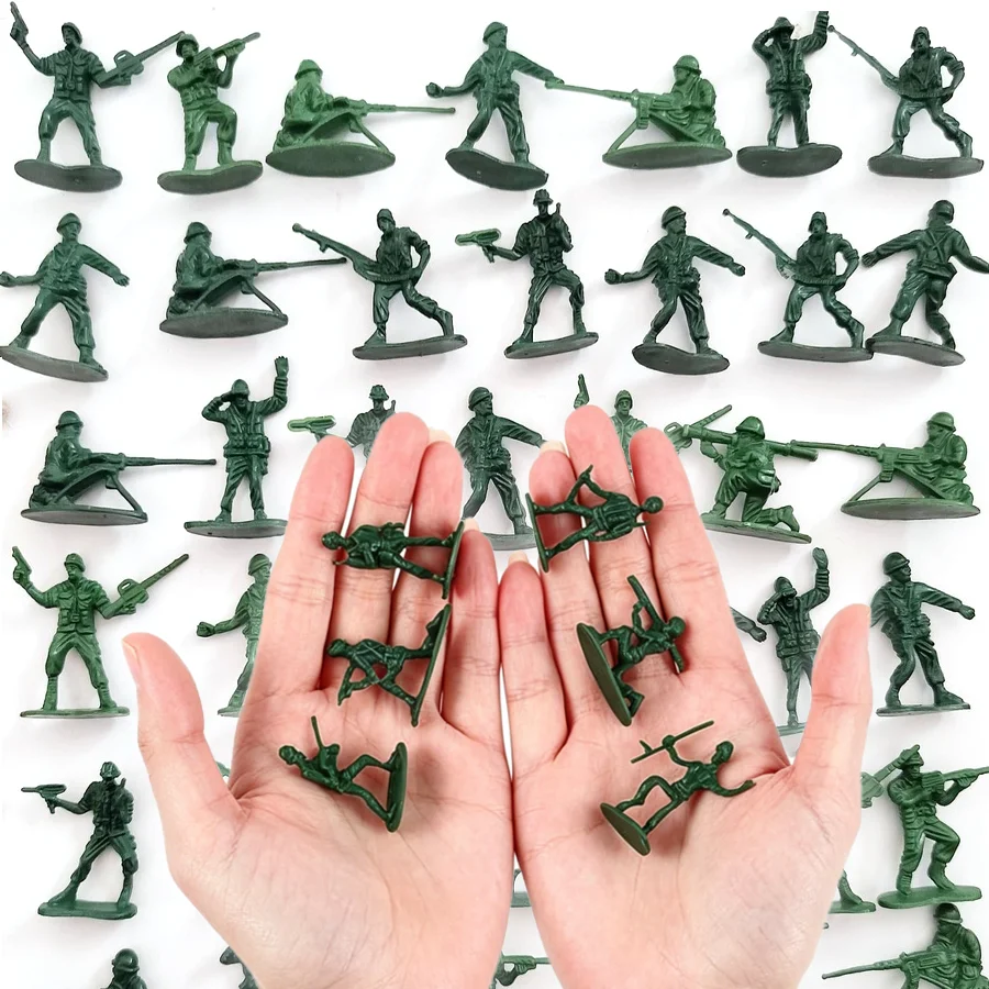 24/52pcs Miniature Soldier Figurines, Plastic Mini Action Figure Model with Multiple Poses, Scene Layout Decor for Role Play XJM