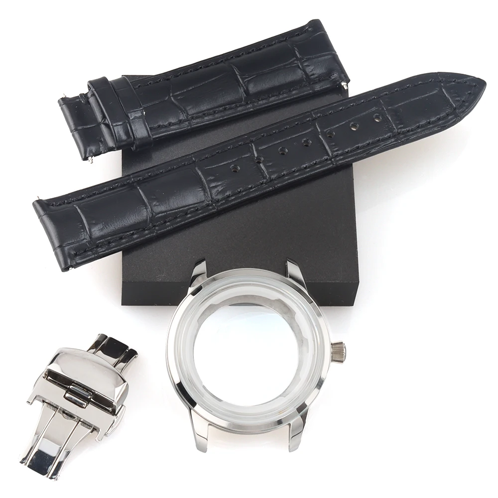 40mm NH35 Case Arched Glass Waterproof For Cocktail Leather Bracelet Fit Seiko NH35 NH36 NH38 Movement 35mm Dial 316L Steel