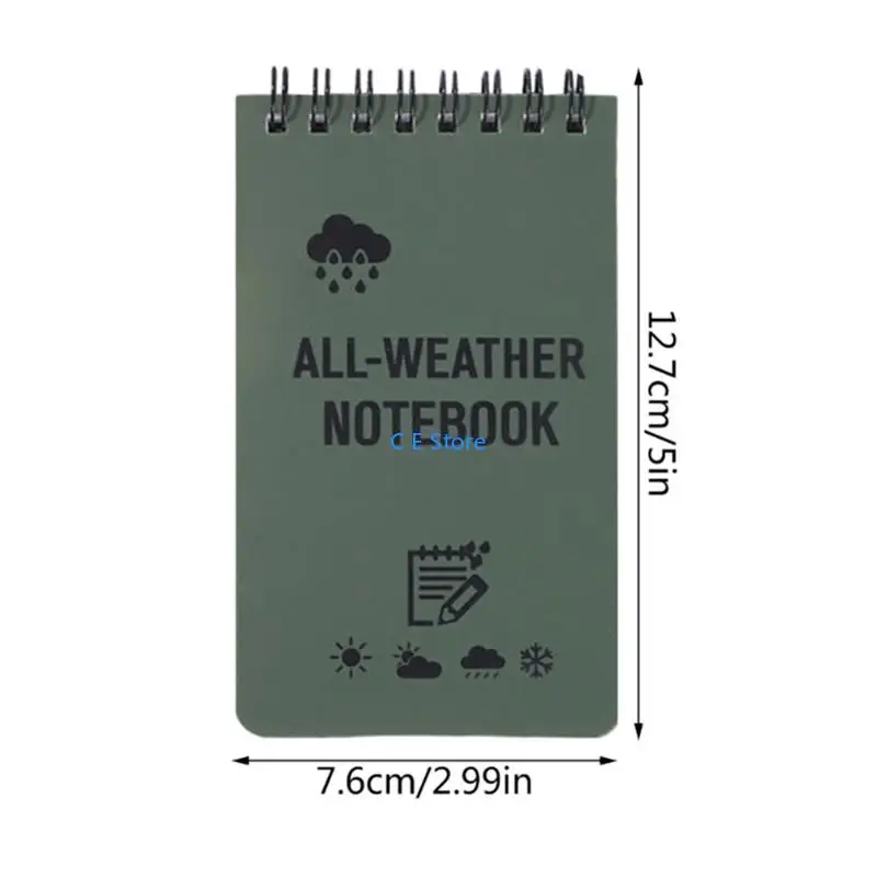 Waterproof Notebook Tacticals Pocket Notebook All Weather Paper Notebook 7.6x12.7cm For Outdoor Activities Recording