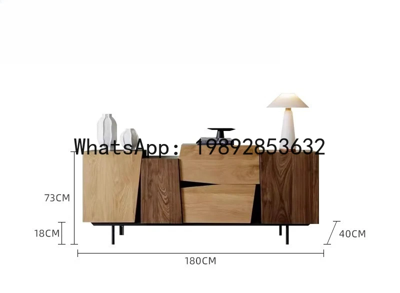 CZ  Solid Wood    Wall-Mounted Integrated Decorative Storage Cabinet French Retro Color Block Home Dining Side Cabinet