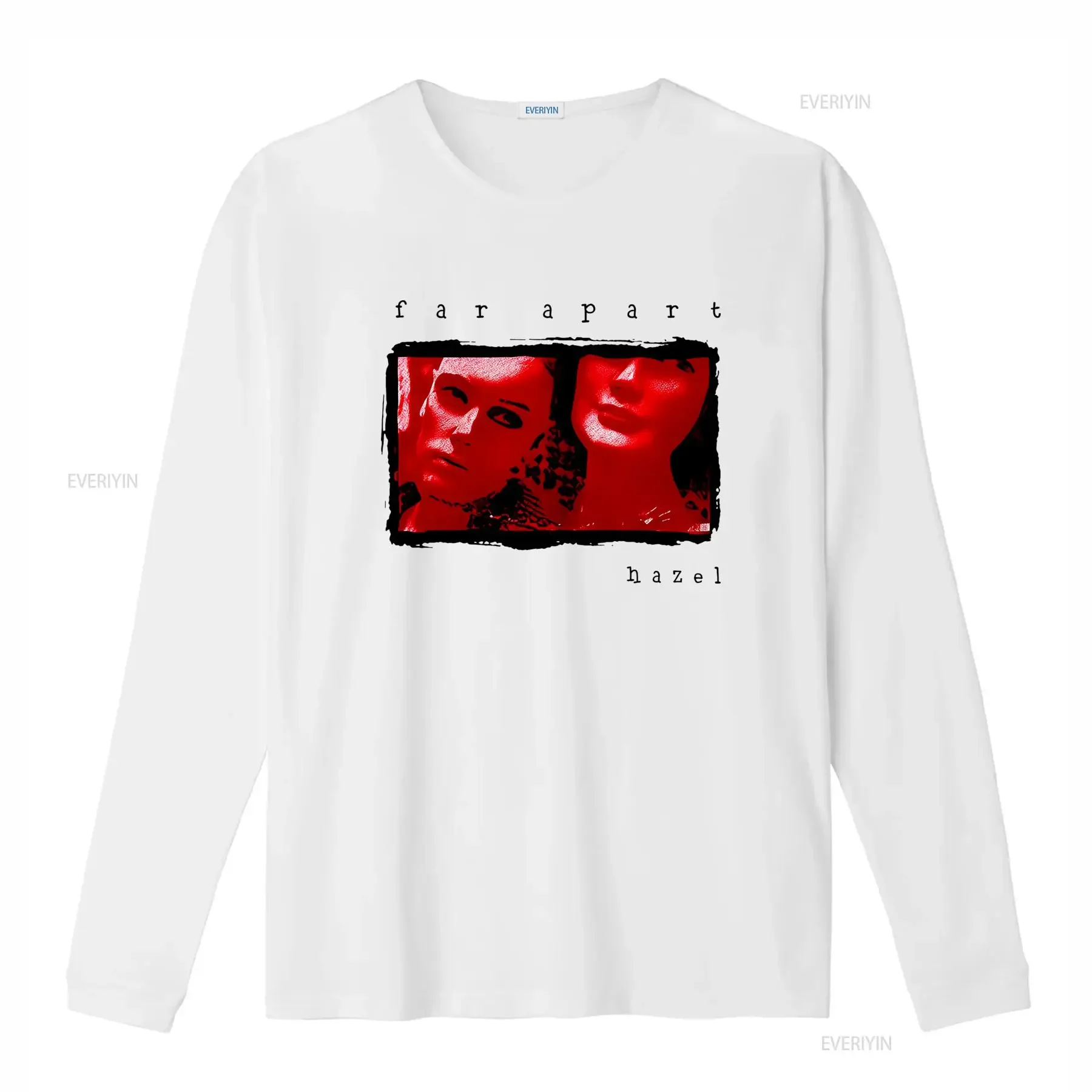 Gothic Grunge Red Female Portrait Distressed Frame Print Casual Streetwear T Shirt vintage Washed Stylish