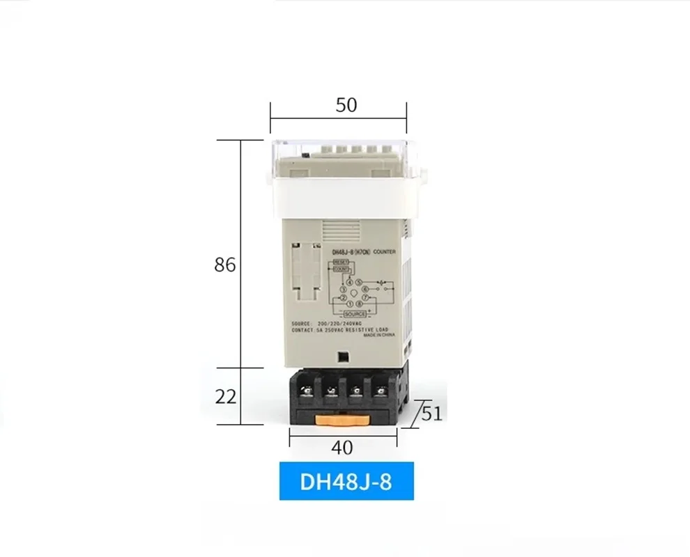 DH48J-8 8 Pin AC220V Contact Signal Input Digital Counter Relay DH48J Series Counting Relay