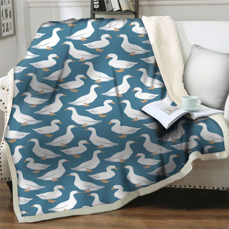 

White Duck 3D Full Printed Soft Warm Blankets For Beds Sofa Home Decor Plush Throw Blanket Office Travel Picnic Quilts Nap Cover