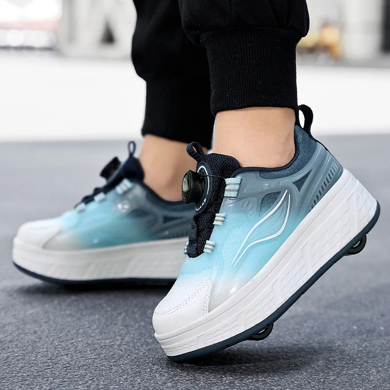 Детская обувь для роликовых коньков, деформируемые колеса для бега и катания на коньках для мальчиков и девочек, 4-колесная обувь для роликовых коньков, детские кроссовки