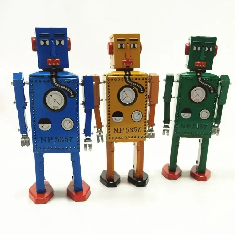 Vintage Wind Up Tin Toy Robot Craft regalo da collezione per adulti Robot Lilliput a orologeria fatto a mano, arredamento perfetto per il giocattolo