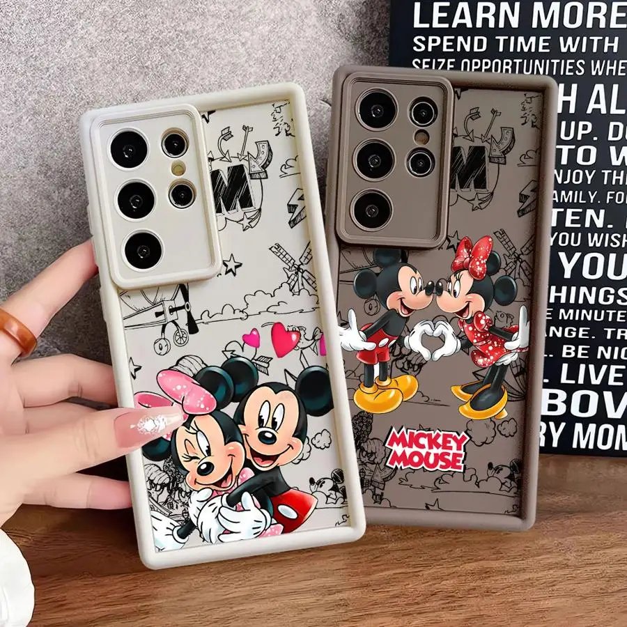 Silicone Case for Samsung Galaxy S23 S24 S25 Ultra S22 S20 FE S21 Plus Note 20 Shockproof Phone Cover Disney Mickey Mouse Minnie